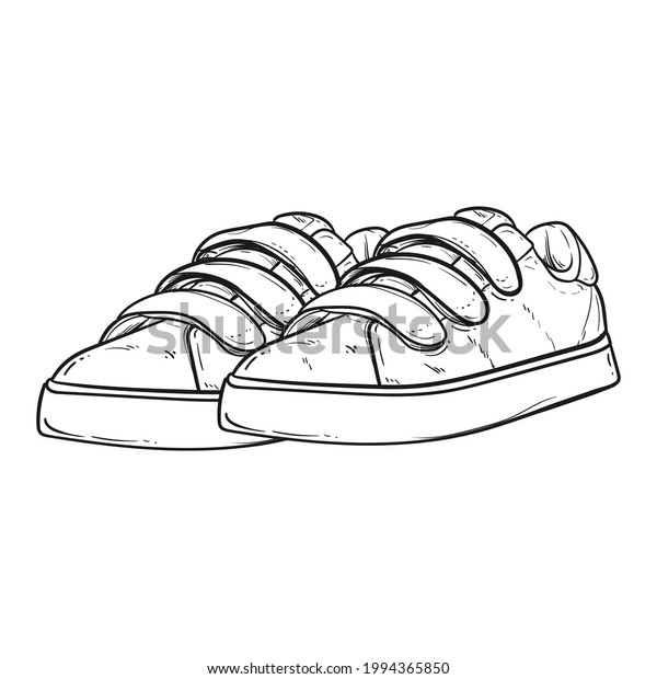 Shoes Sneaker Outline Drawing Vector Sneakers Stock Vector (Royalty ...