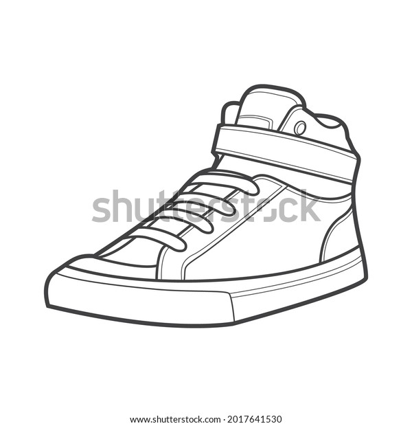 Shoes Sneaker Outline Drawing Vector Sneakers Stock Vector (Royalty ...