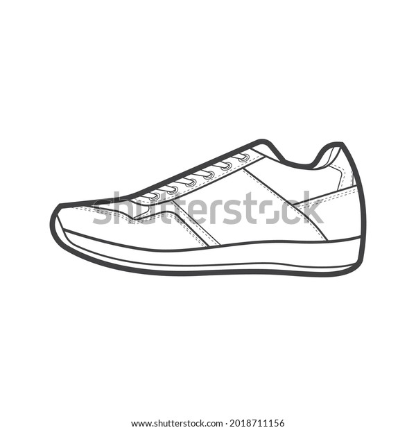 Shoes Sneaker Outline Drawing Vector Sneakers Stock Vector (Royalty ...