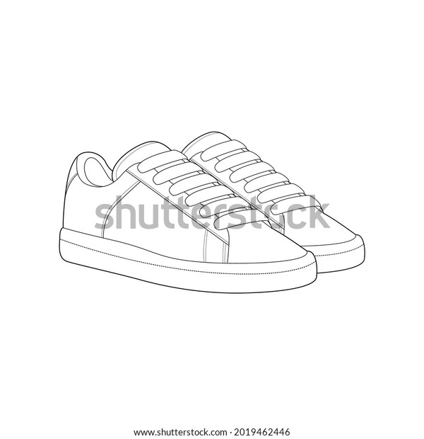 Shoes Sneaker Outline Drawing Vector Shoes Stock Vector (Royalty Free ...