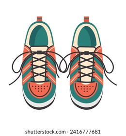 Shoes, sneakers for travel, top view. Flat vector illustration of men's and women's shoes, sneakers for travel and everyday wear.