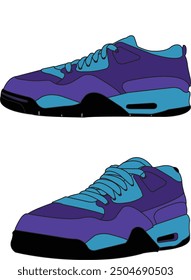 Shoes Sneakers Vector, running shoe vector illustration, shoe isolated, casual shoes hand-drawn collection full color