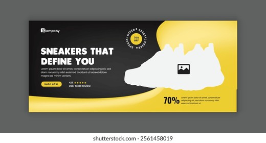 Shoes Social Media Cover Template and Sneakers Sale Web Cover Photo Design