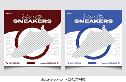 Shoes social media post ad template design Shoe ad Banner Design, special sale offers social media promotion design for digital marketing