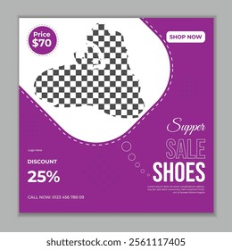 Shoes social media post design template, product sale social media post design template 