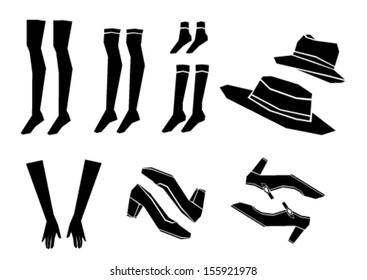 shoes, socks, hat and gloves vector