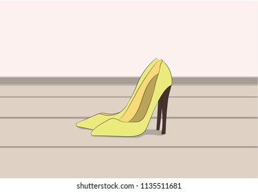 shoes standing in a room, vector