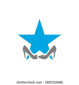 Shoes with Star logo design concept vector template, Icon symbol, Design creative