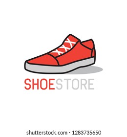shoes store, shoes shop logo on white background. vector illustration