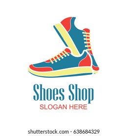shoes store, shop logo with text space for your slogan / tag line for fashion business. vector illustration