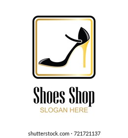 shoes store, shoes shop logo with text space for your slogan / tag line for fashion business. vector illustration