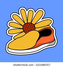 shoes sun flower vintage vector, shoes retro
