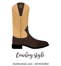 Shoes with text cowboy style isolated on the white background, vector illustration