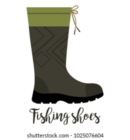 Shoes with text fishing shoes isolated on the white background, vector illustration