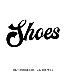 shoes text on white background.