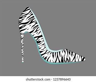 Shoes
with turquoise soles and  animal print. Zebra