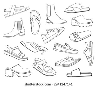 Shoes vector collection on white background.