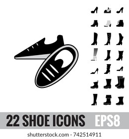 Shoes vector icon collection. Set of boots logo isolated. Footwear signs or symbols