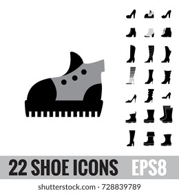 Shoes vector icon collection. Winter boots logo isolated. Footwear signs or symbols