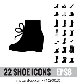 Shoes vector icon collection. Winter boots logo isolated. Footwear signs or symbols