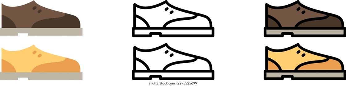 Shoes vector icon in different styles. Line, color, filled outline