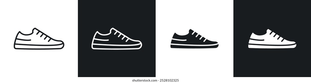 Shoes vector icon set in black and white