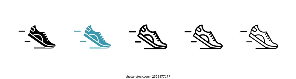 Shoes vector icon set in black and blue colors.