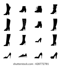 Shoes vector icon set. Female footwear collection