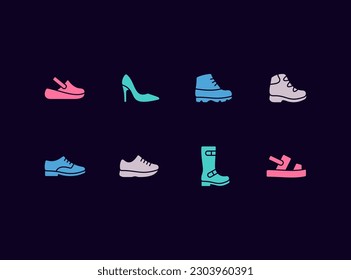 Shoes vector icon set. Footwear design icons.