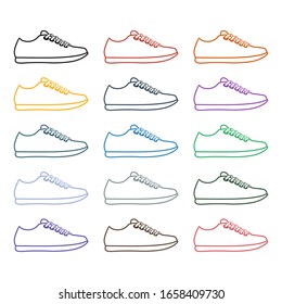 Ilustración de vectores de zapatos de diferente color , Idea de logotipo de calzado, vector aislado 