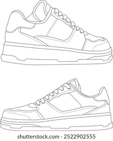 Shoes vector isolated shoes icon hand draw design, shoes fashion illustration, sneakers vector illustration set 