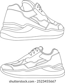 Sapatos vetor sapatos isolados ícone desenho da mão, sapatos ilustração da moda, tênis vetor ilustração conjunto 