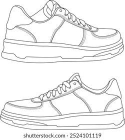 Shoes vector isolated shoes icon hand draw design, shoes fashion illustration, sneakers vector illustration set