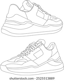 Shoes vector isolated shoes icon hand draw design, shoes fashion illustration, sneakers vector illustration set 