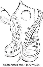 Shoes vector line isolated illustration on white background .