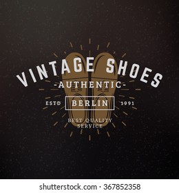 Shoes. Vintage Retro Design Elements for Logotype, Insignia, Badge, Label. Business Sign Template. Textured Background