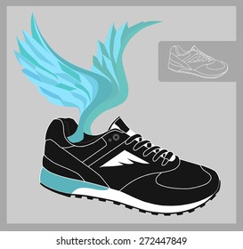 Shoes with wings. Vector