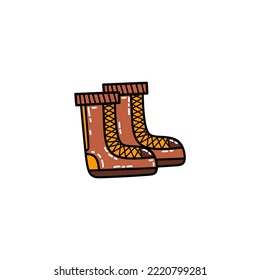 Shoes for winter in green and orange
