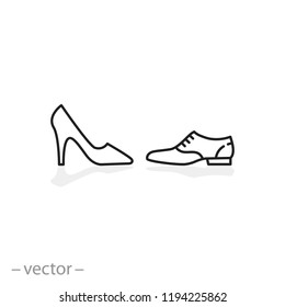 shoes for women and men icon, linear editable vector illustration eps10