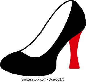 shoes women's, red, black and white, vector