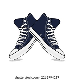 Shoes_Converse Shoe Hight Navy Vector Image And Illustration