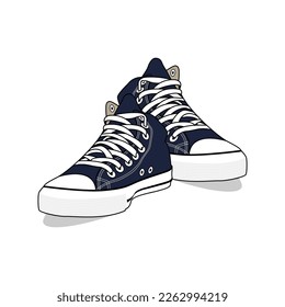 Shoes_Converse Shoe Hight Navy Vector Image And Illustration