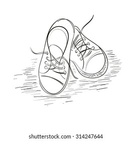 Shoes.Hand drawn black and white vector 