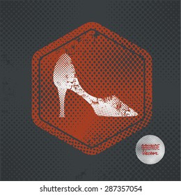 Shoe,stamp design on old dark background,grunge concept,vector