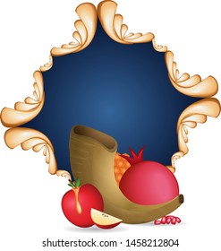 Shofar an apple and honey dripping