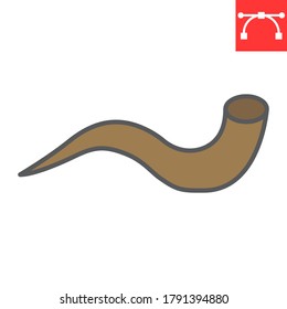 Shofar color line icon, rosh hashanah and holiday, yom kippur sign vector graphics, editable stroke filled outline icon, eps 10