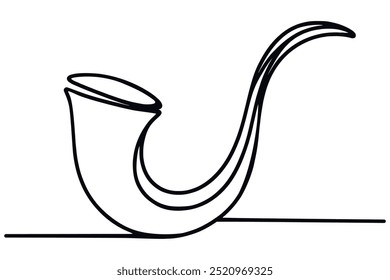 Shofar continuous one line drawing. trumpet jewish, vector illustration