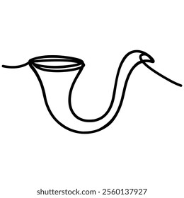 Shofar continuous one line drawing. trumpet jewish, vector illustration