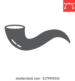 Shofar glyph icon, hanukkah and traditional, yom kippur vector icon, vector graphics, editable stroke solid sign, eps 10.