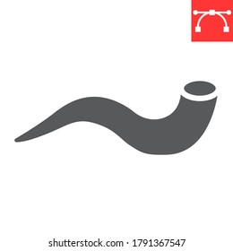 Shofar glyph icon, rosh hashanah and holiday, yom kippur sign vector graphics, editable stroke solid icon, eps 10